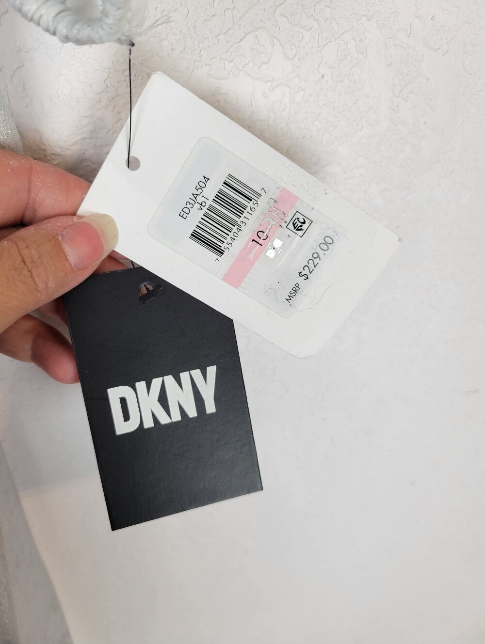 NWT DKNY Women's Silver Shimmer Surplice Balloon Sleeve Belted A-Line Dress Sz10 - Picture 11 of 13